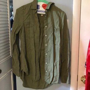 Green Button Up Top